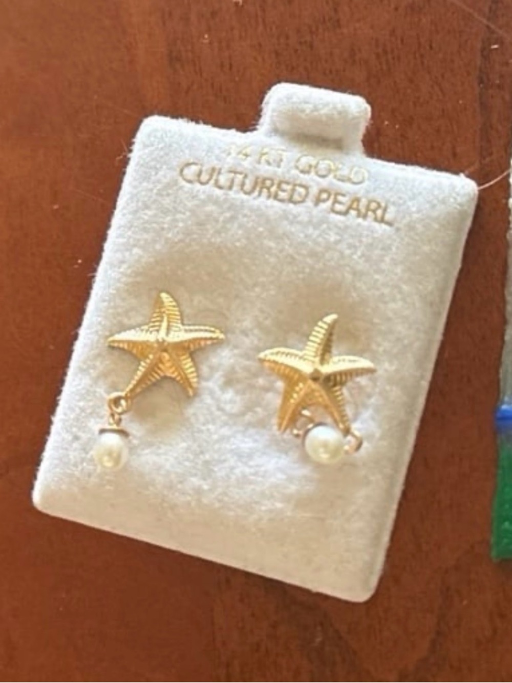 14k gold and cultured pearl earrings